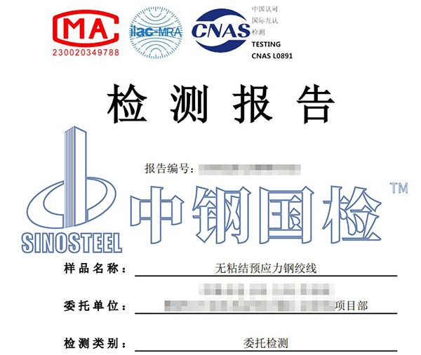 無粘結(jié)預(yù)應(yīng)力鋼絞線型式檢測報告